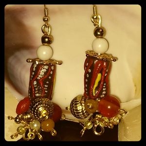 African print inspired beaded earrings.